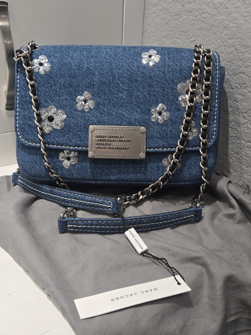 Marc Jacobs Denim Flower Crossbody Bag in Blue
